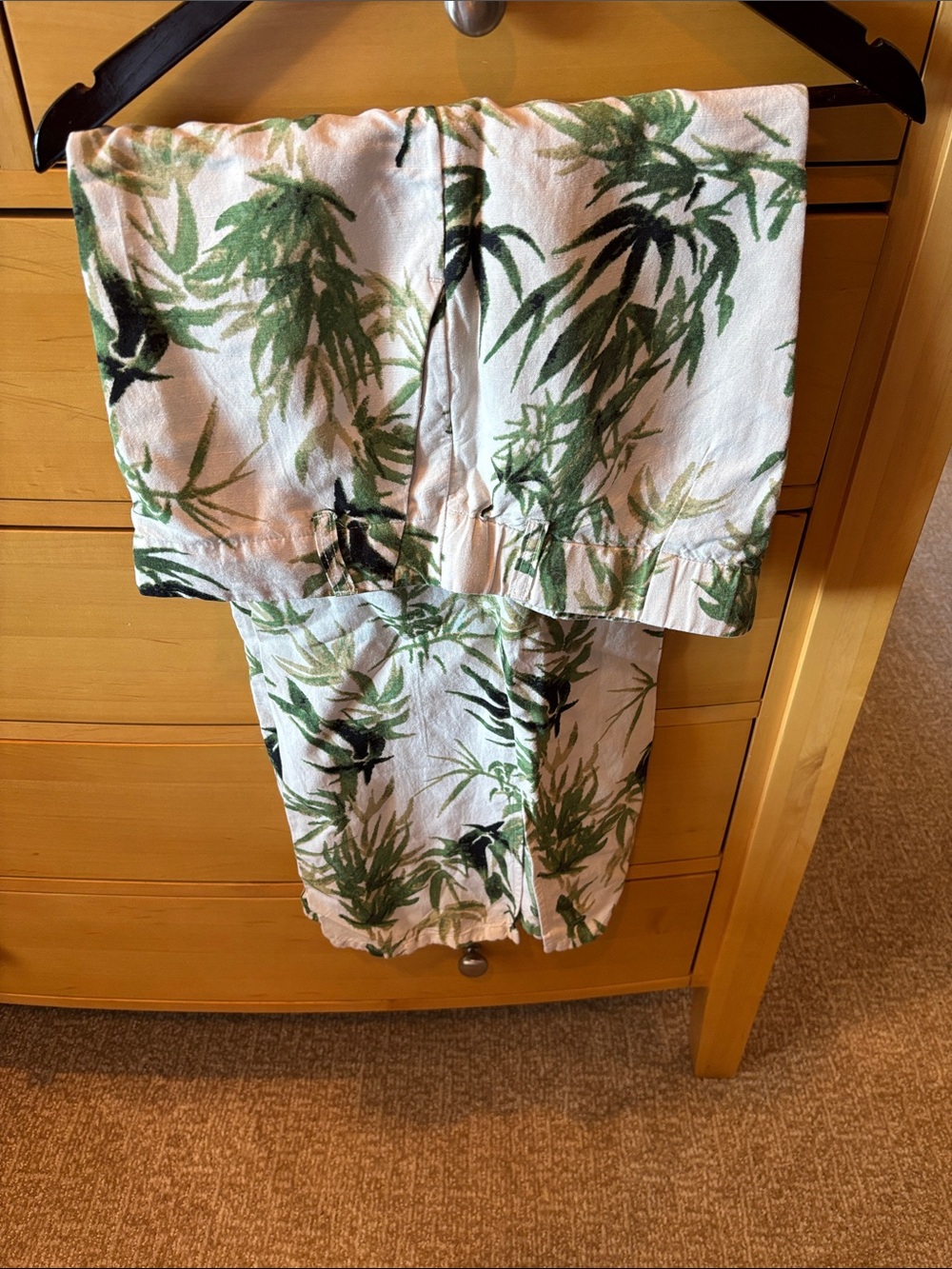 J. Jill White & Green Tropical Print Wide-Leg Pants